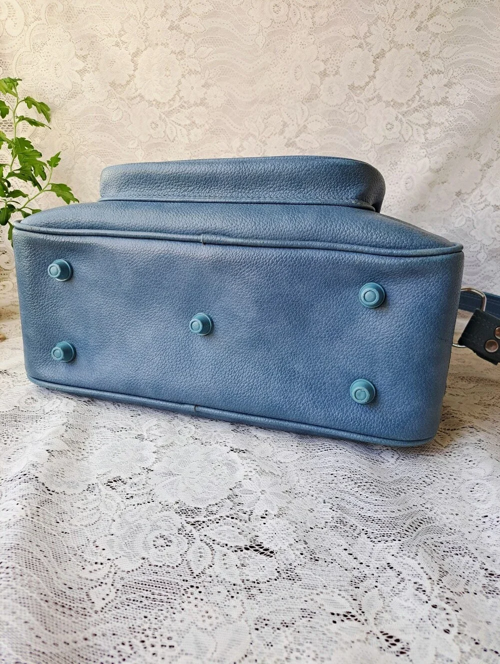 Vintage 70s Sky Blue American Tourister Type Vinyl Carry-On Shoulder Bag Korea